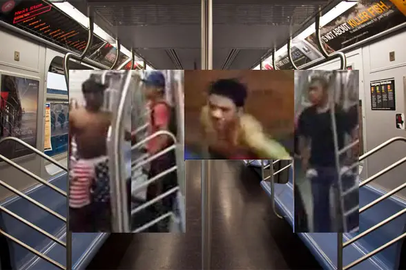 Surveillance images from NYPD; F train photo from Single Linds Reflex
